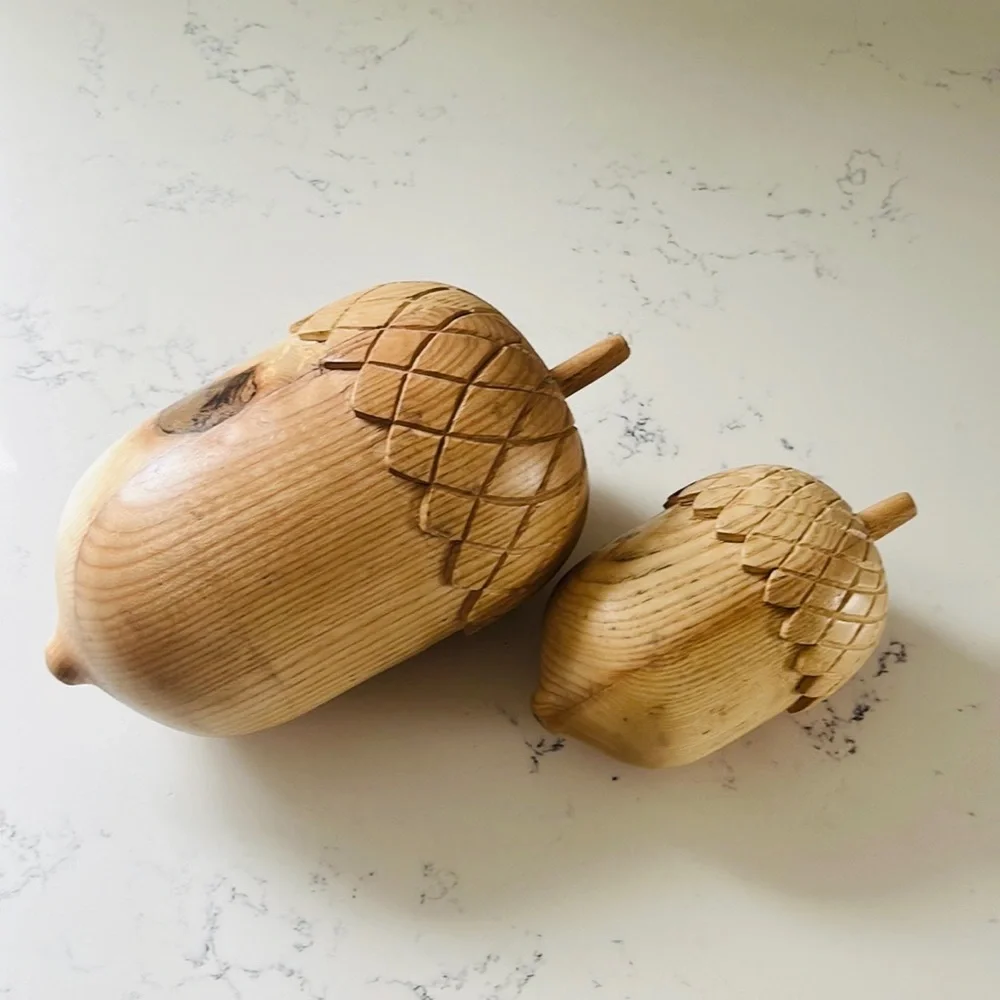 Crate&Barrel Large Wood Acorn Sculpture